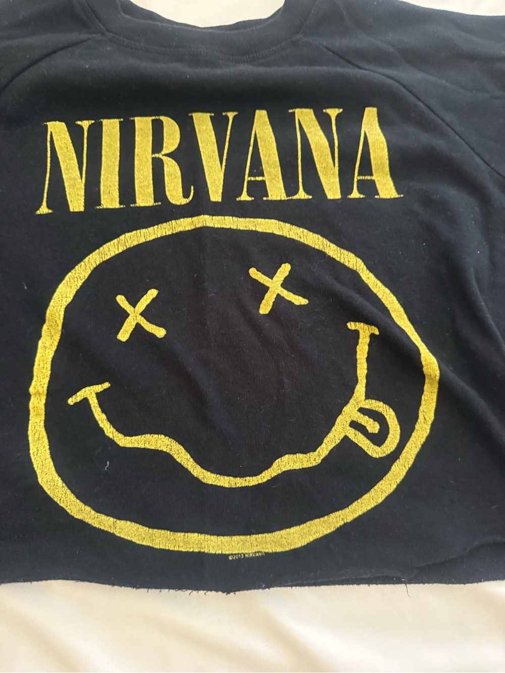 Nirvana Black Graphic cropped sweatshirt with Yellow Logo
